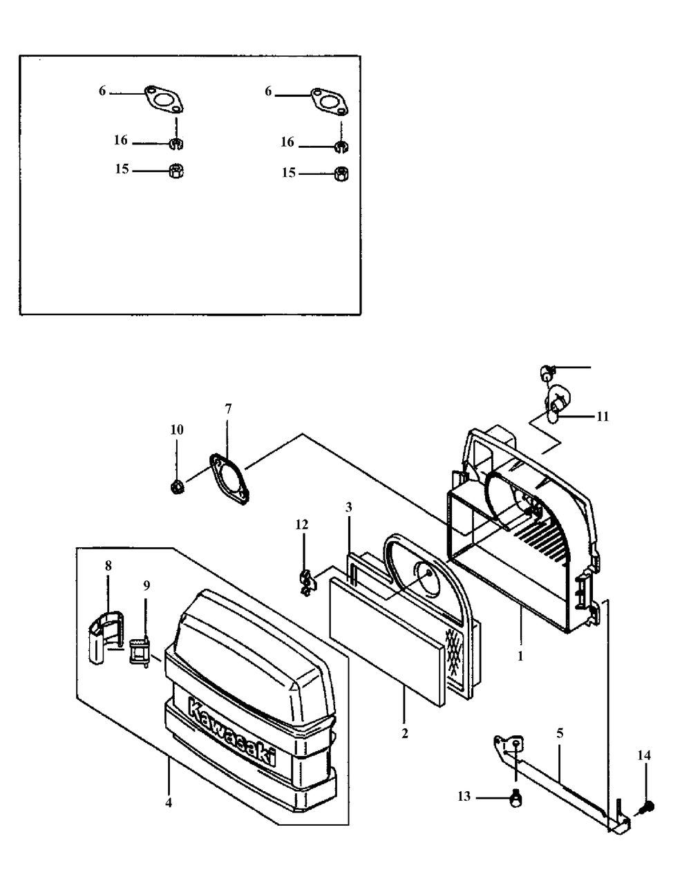 Fh500v-Cs14 Air Filter And Exhaust Diagram and Parts List for H1748 55AE3D4S750-WAM Cub Cadet Lawn Mower